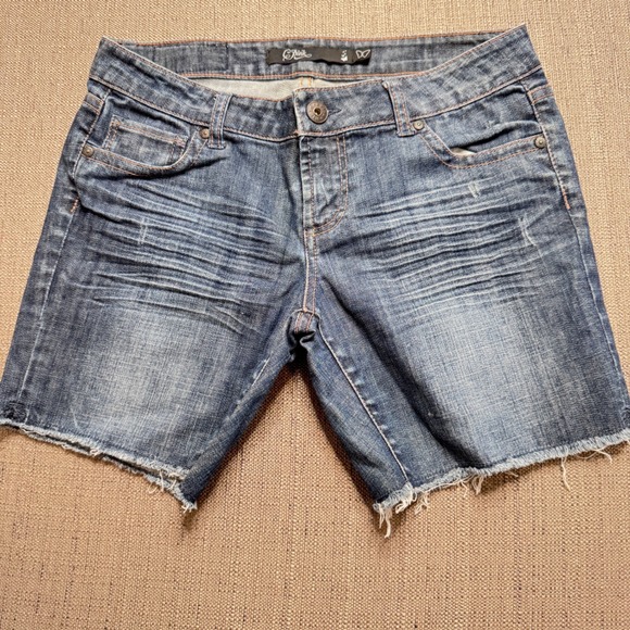 C Pink Pants - C Pink Blue Distressed Denim Cut Off Shorts Women Size 9 Frayed Hem Whiskered
